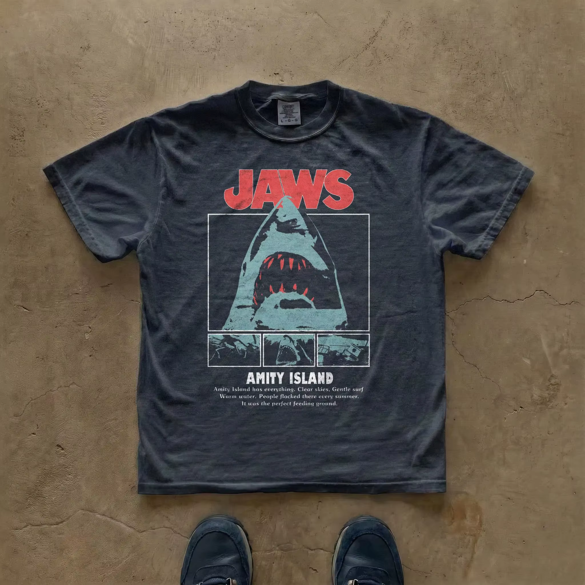 T-shirt vintage pour femme avec motif Jaws