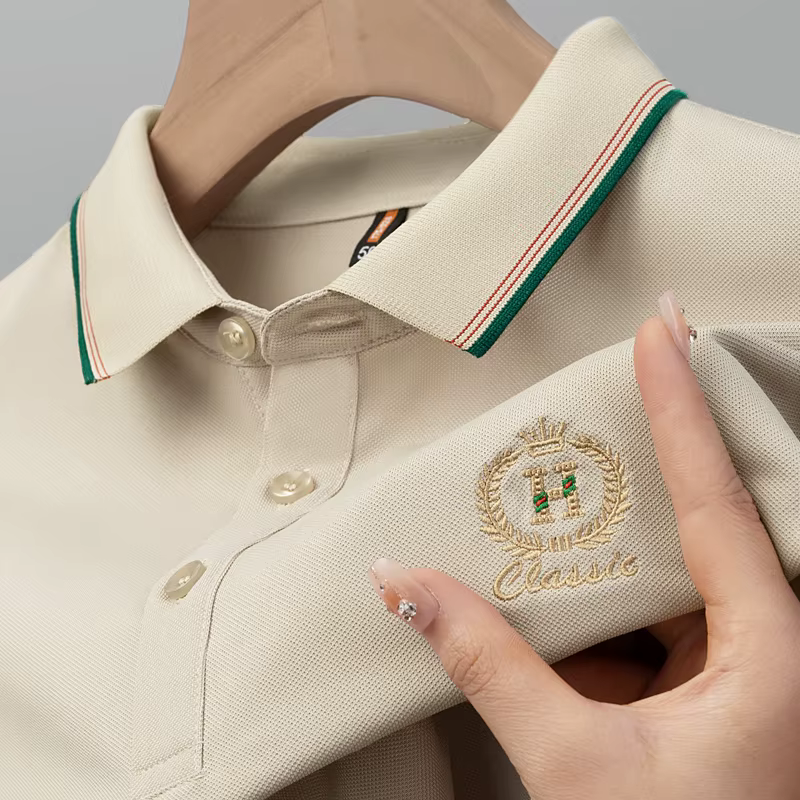 Paul's T-shirt d'été à manches courtes pour homme avec col ajusté et polo brodé