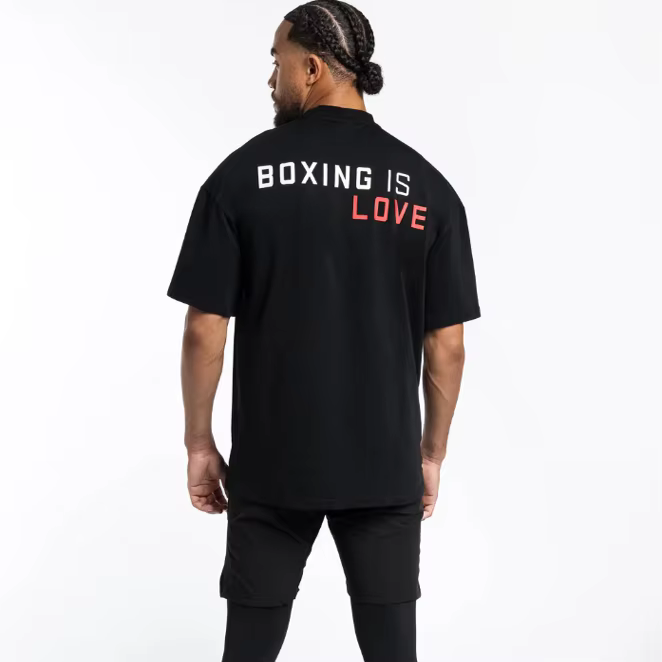 T-shirt unisexe « Boxing Is Love » en coton surdimensionné, nouvelle collection été 2026, 100 % coton imprimé, décontracté, sportif, à manches courtes