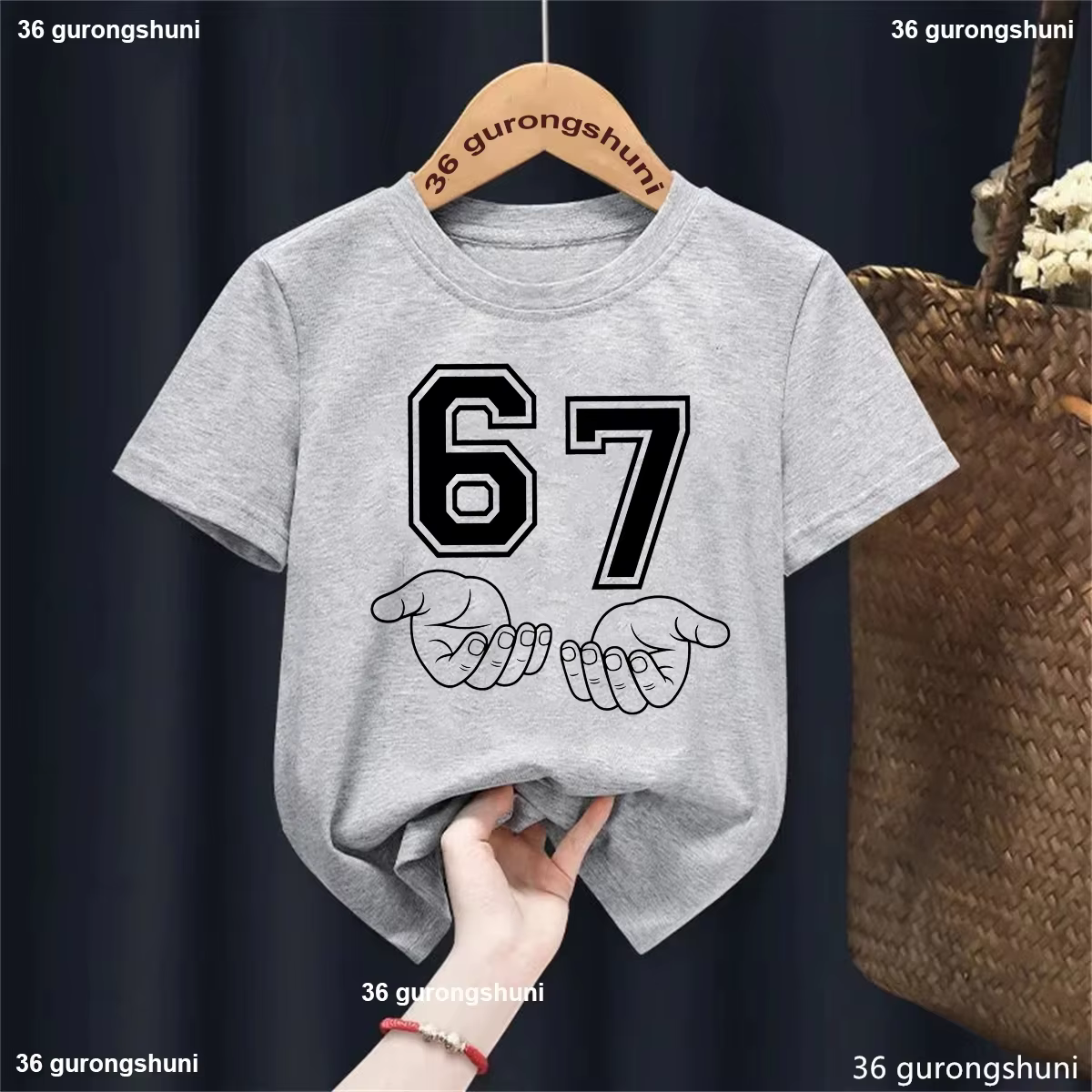 T-shirt imprimé coloré à thème 67 pour enfants