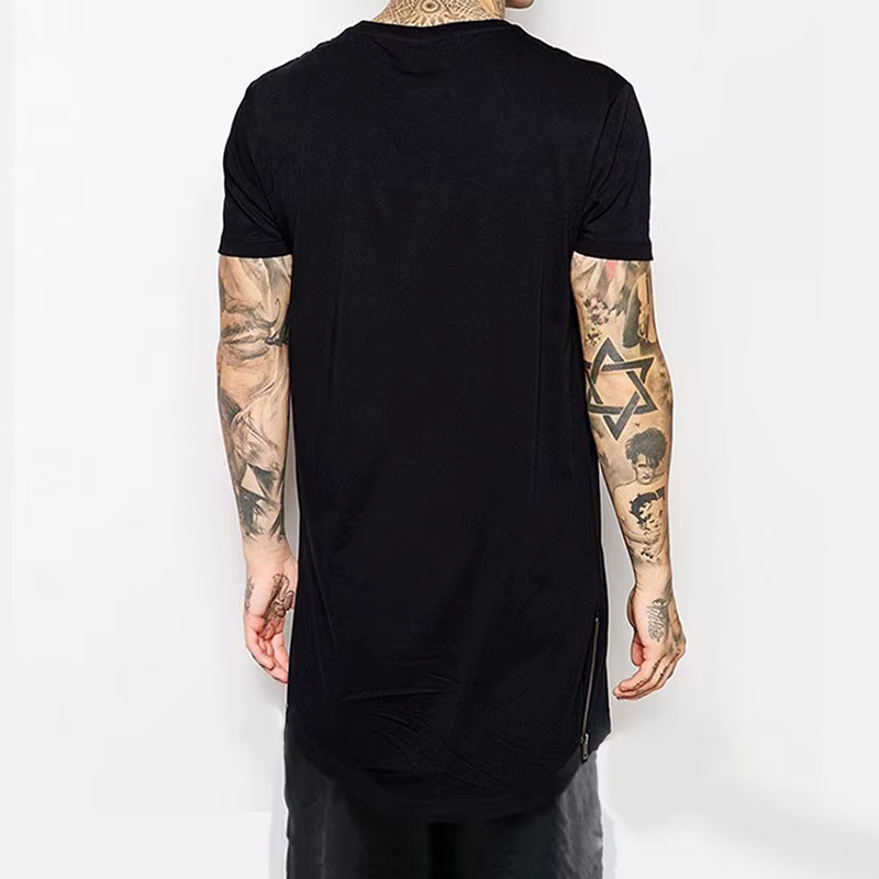 2025 blanc décontracté longue taille hommes T-Shirts Hip Hop hauts Extra longs