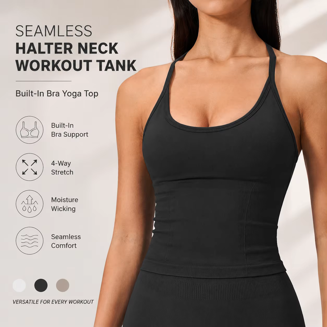 Débardeur de yoga de luxe 2-en-1 avec soutien-gorge intégré pour femme – Haut d'entraînement premium sans coutures