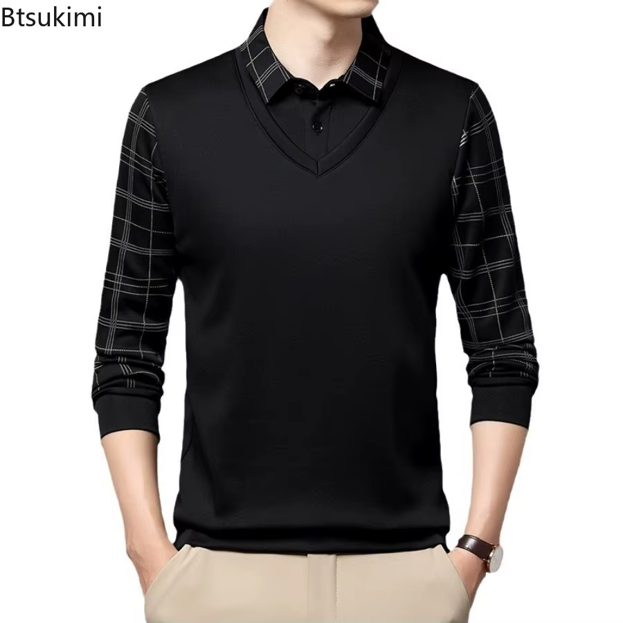 Nouveaux Polos Homme Printemps-Automne à Manches Longues