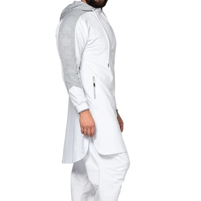 Hommes sweat T-shirt printemps automne couleur unie ample Zip pull