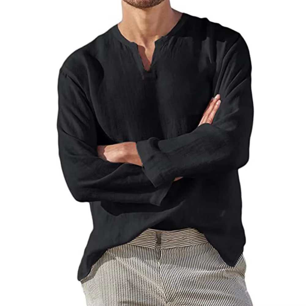 Chemise en coton et lin pour hommes
