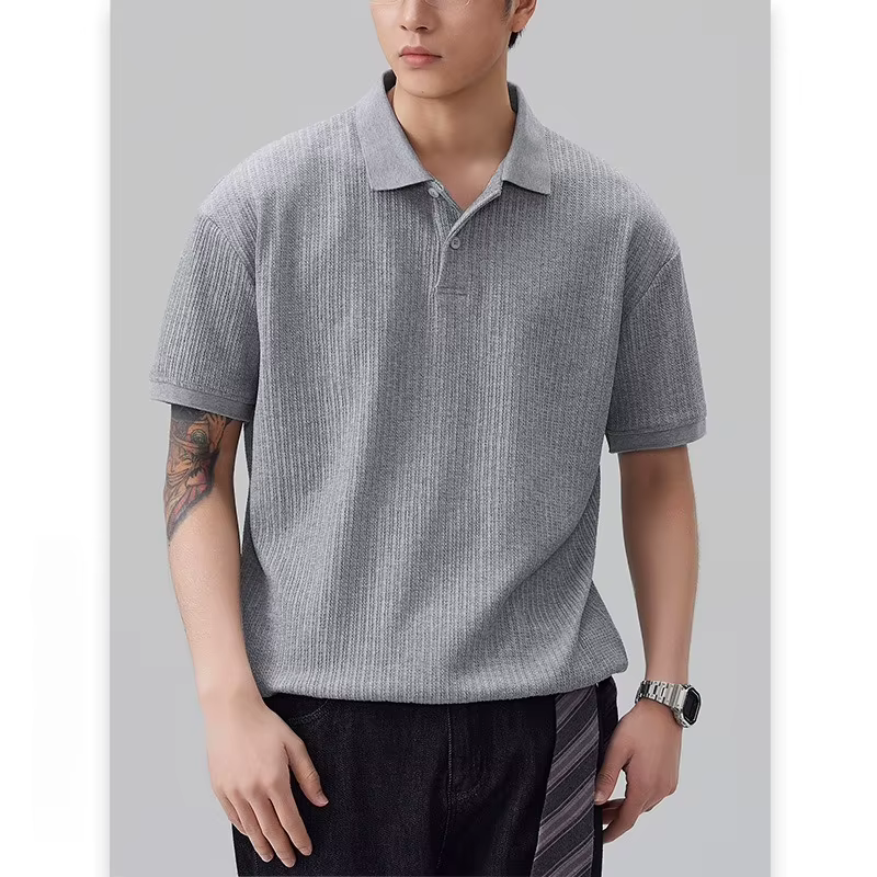 Polo à revers vertical en jacquard pour homme