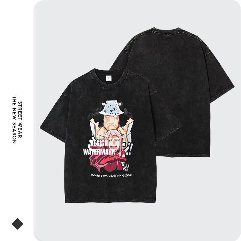 Bandai Anime O-One P-Piece T-shirts Vintage lavé Bonney t-shirt Manga Streetwear Bartholemew Kuma hauts
