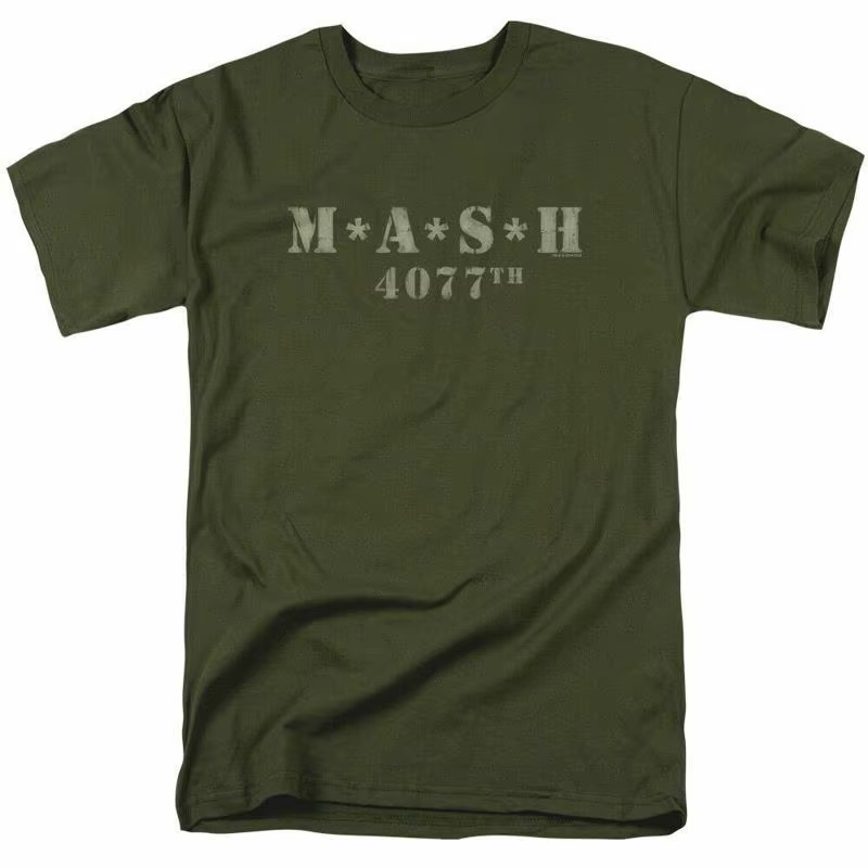 Mash en détresse Logo t-shirt hommes 4077 sous licence classique émission de télévision militaire vert