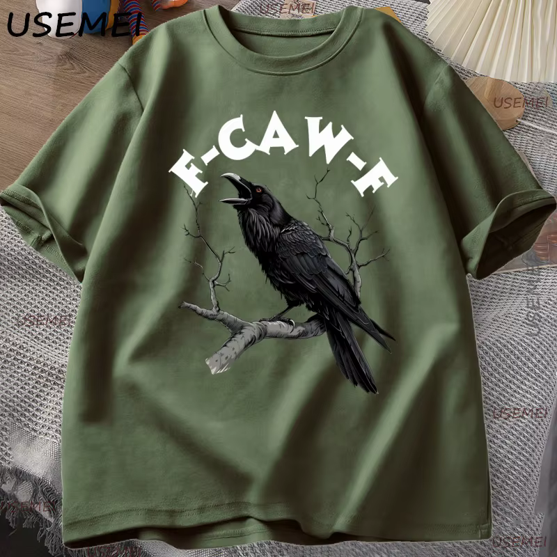 F Caw drôle corbeau T-shirt hommes femmes Humor désengré Animal T-shirt en vrac Vintage graphique t-shirts coton confortable mâle vêtements