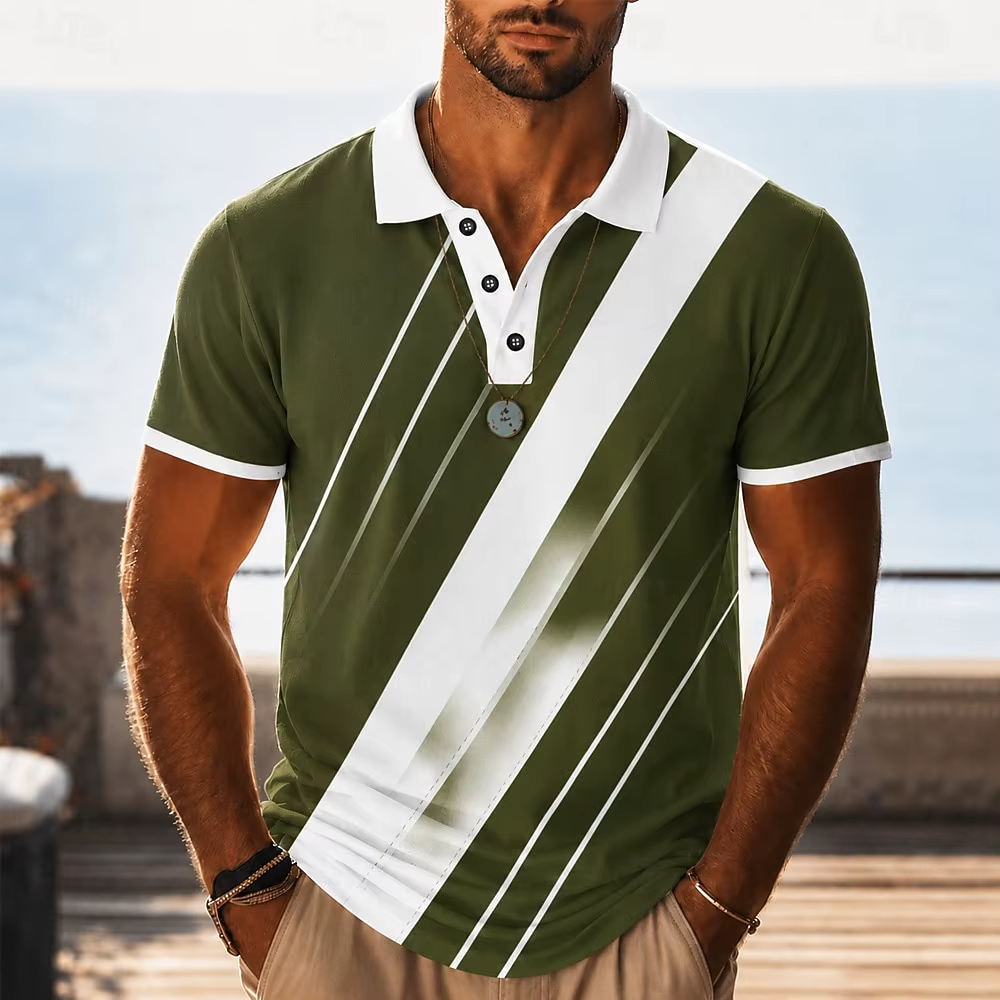 Polo pour homme à imprimé color block rouge