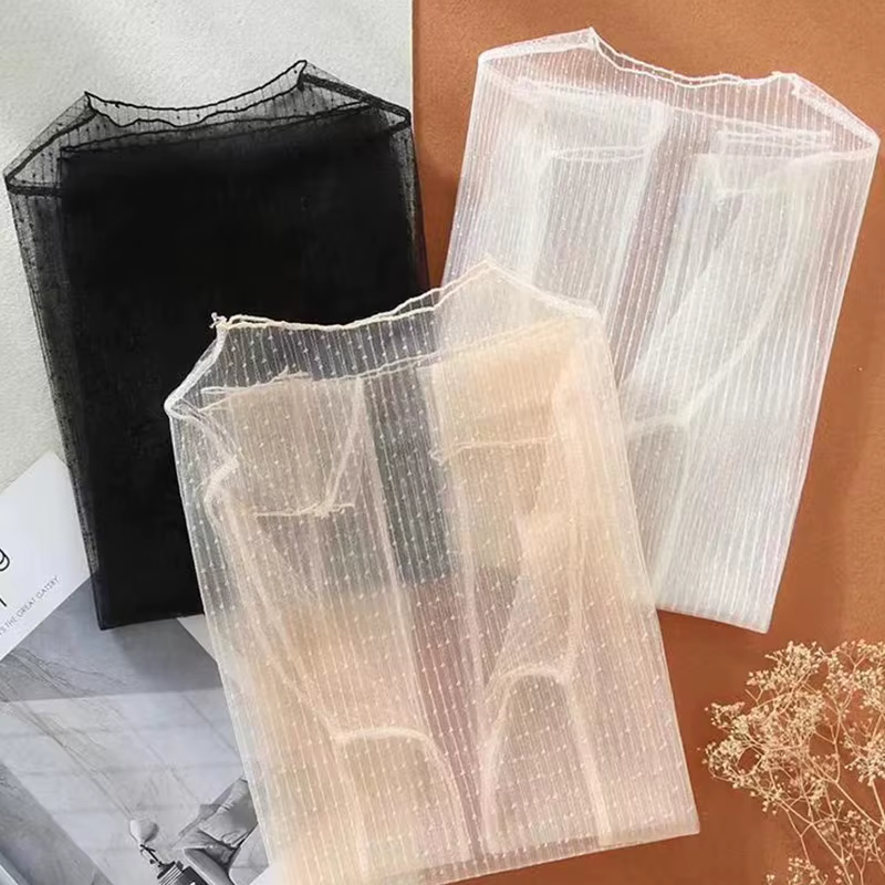 Sexy voir à travers les hauts femmes Transparent à manches longues dentelle T-shirt maille Tulles