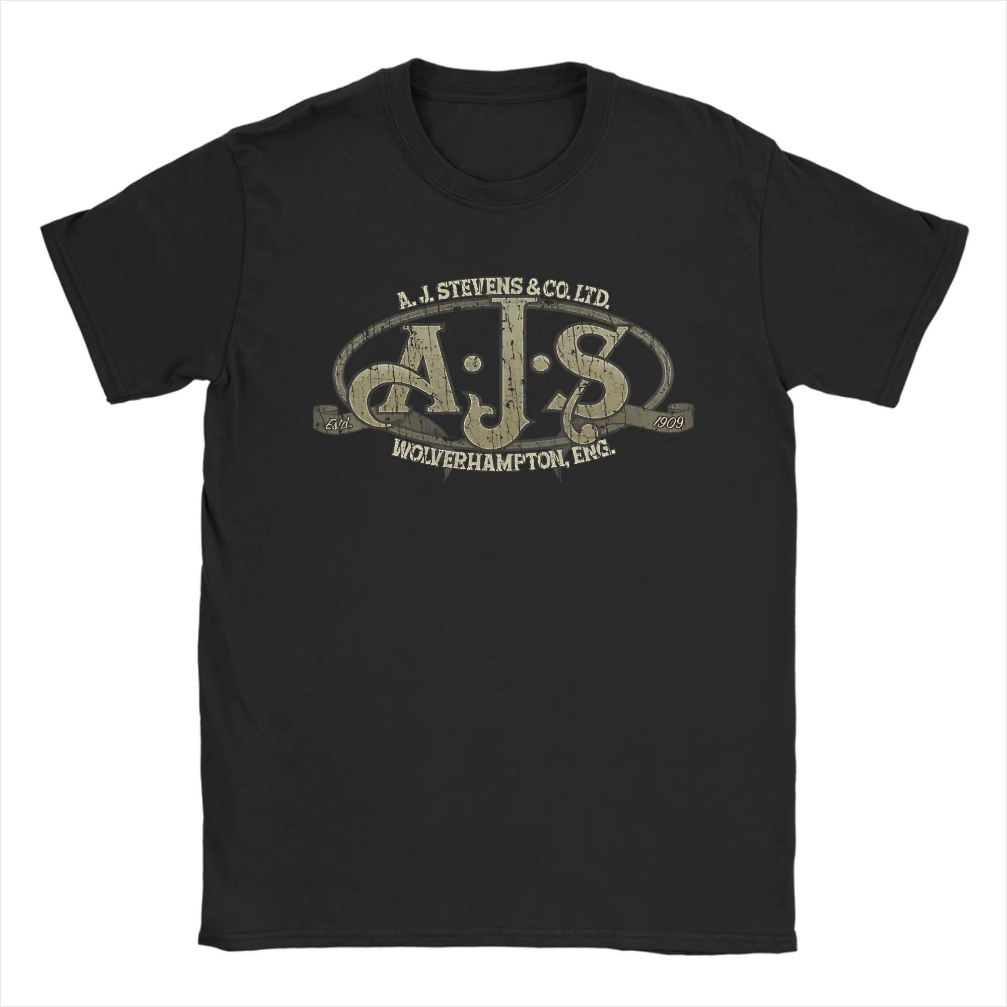 T-shirt en coton 100% avec logo de moto vintage, drôle, AJS, pour hommes