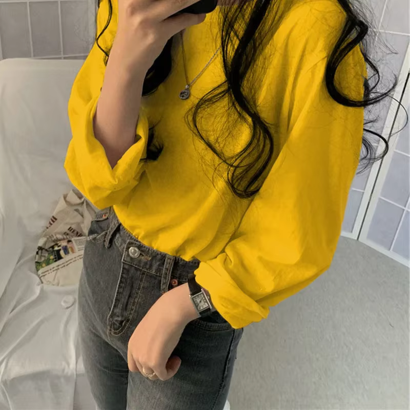 T-shirt à manches longues style Hong Kong pour femme