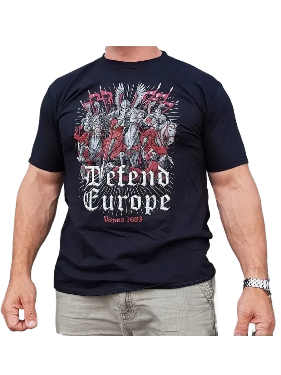 Défendre l'Europe Hussar polonais Cavalerie légère T-shirt 100% Coton O-cou Manches courtes Été Casual Hommes