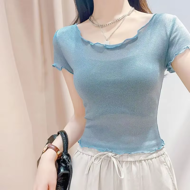 T-shirt manches courtes femme dentelle haut