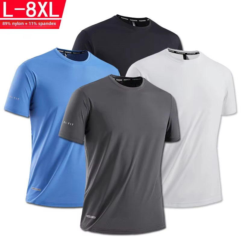 Haute qualité glace soie T-Shirts hommes grande taille 8XL homme t-shirt gros