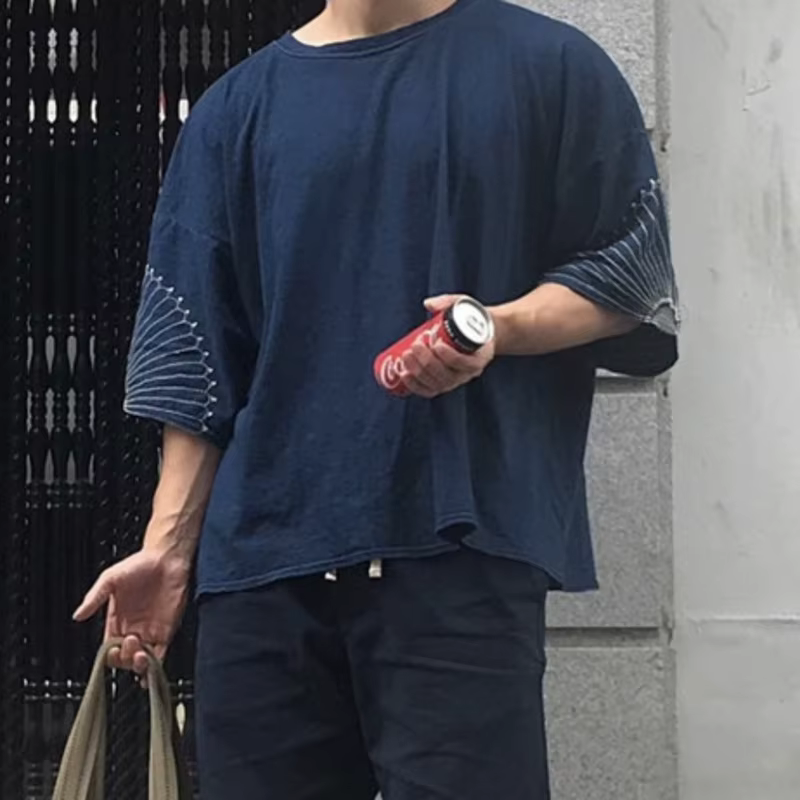 HKSH printemps été nouveaux hommes marée Punk japonais T-shirt coton motif de broderie unisexe demi-longueur manches t-shirts Chic haut HK2355