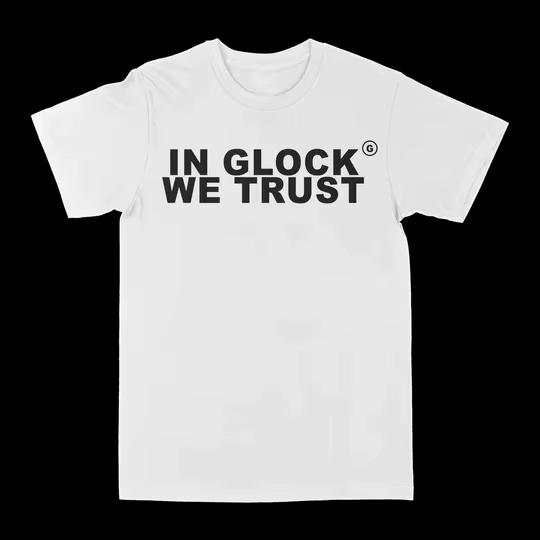 T-shirts graphiques « In Glock We Trust » pour l'été – Coton décontracté à col rond et manches courtes pour hommes et femmes – Coupe ample et tendance