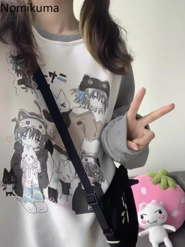 T-Shirt à Manches sulfet Col Rond en Coton pour Femme