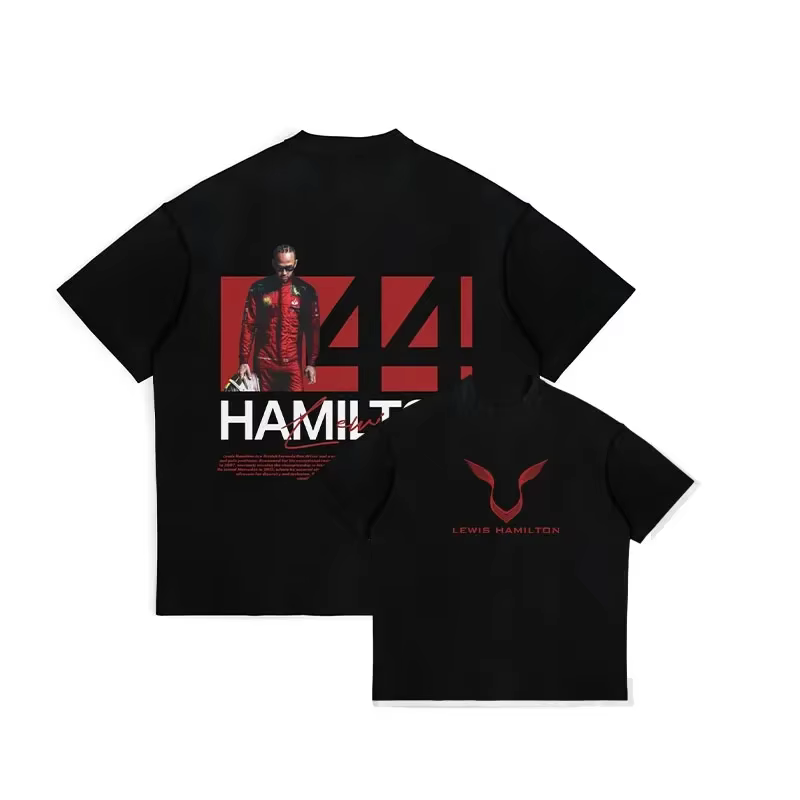 T-shirt de sport oversize pour homme été 2025 avec imprimé graphique Lewis Hamilton