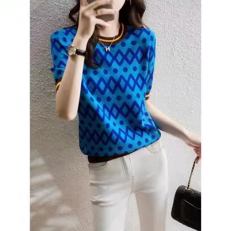 Pull en cachemire à manches courtes pour femme