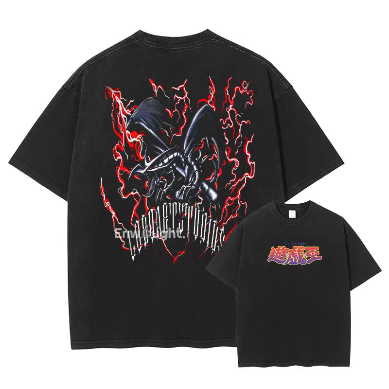 Yu Gi Oh T-shirt Anime Manga Vintage délavé hauts t-shirts magicien foncé fille Yuugi Kaiba Seto surdimensionné DTG
