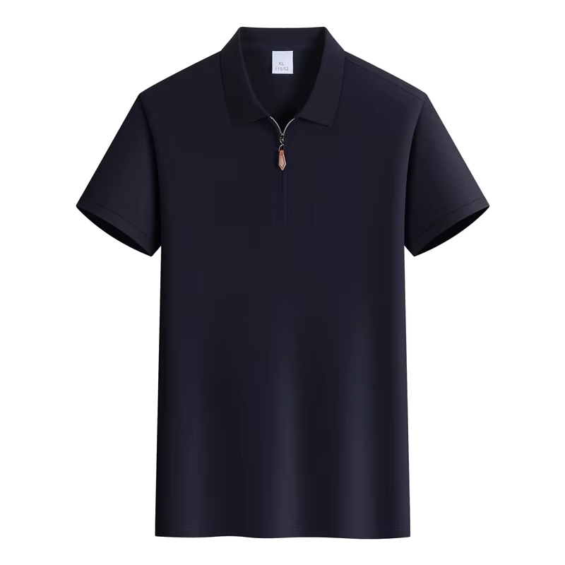 Polo décontracté léger à col zippé pour homme