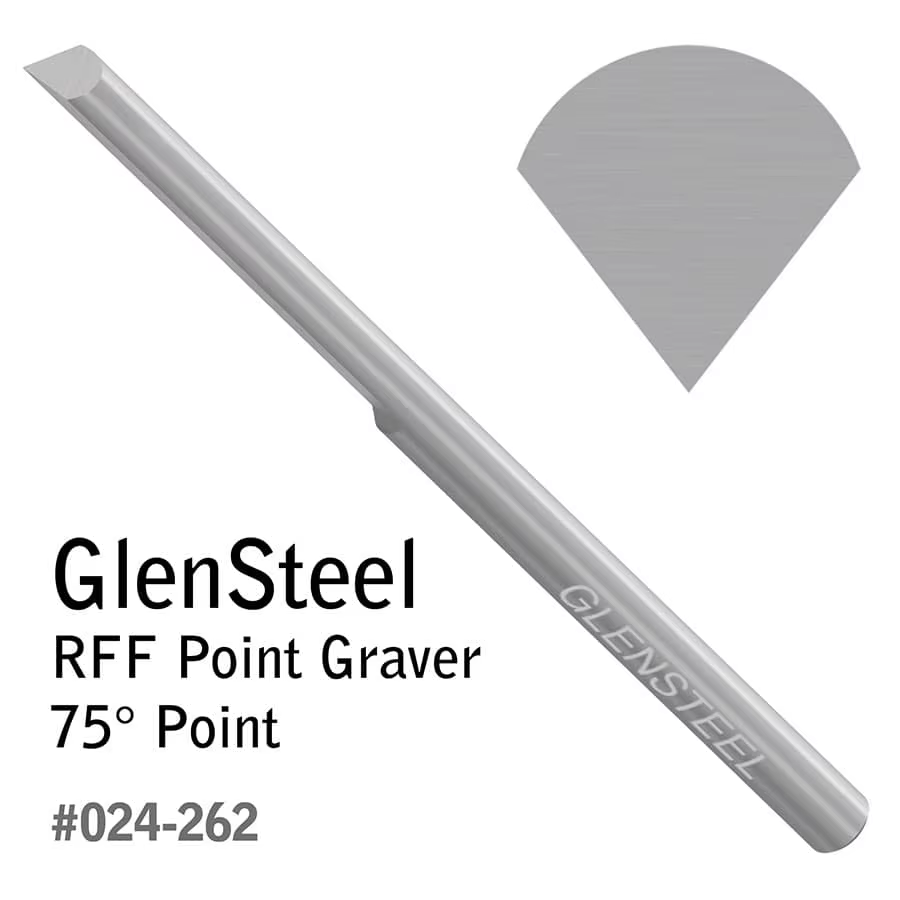 Graveur à pointe GRS GlenSteel RFF 30 ° -120 °   Outil de gravure en pointe en V pour le sertissage de pierres et les coupes profondes, HSS sans cobalt, tige QC de 1/8 pouce