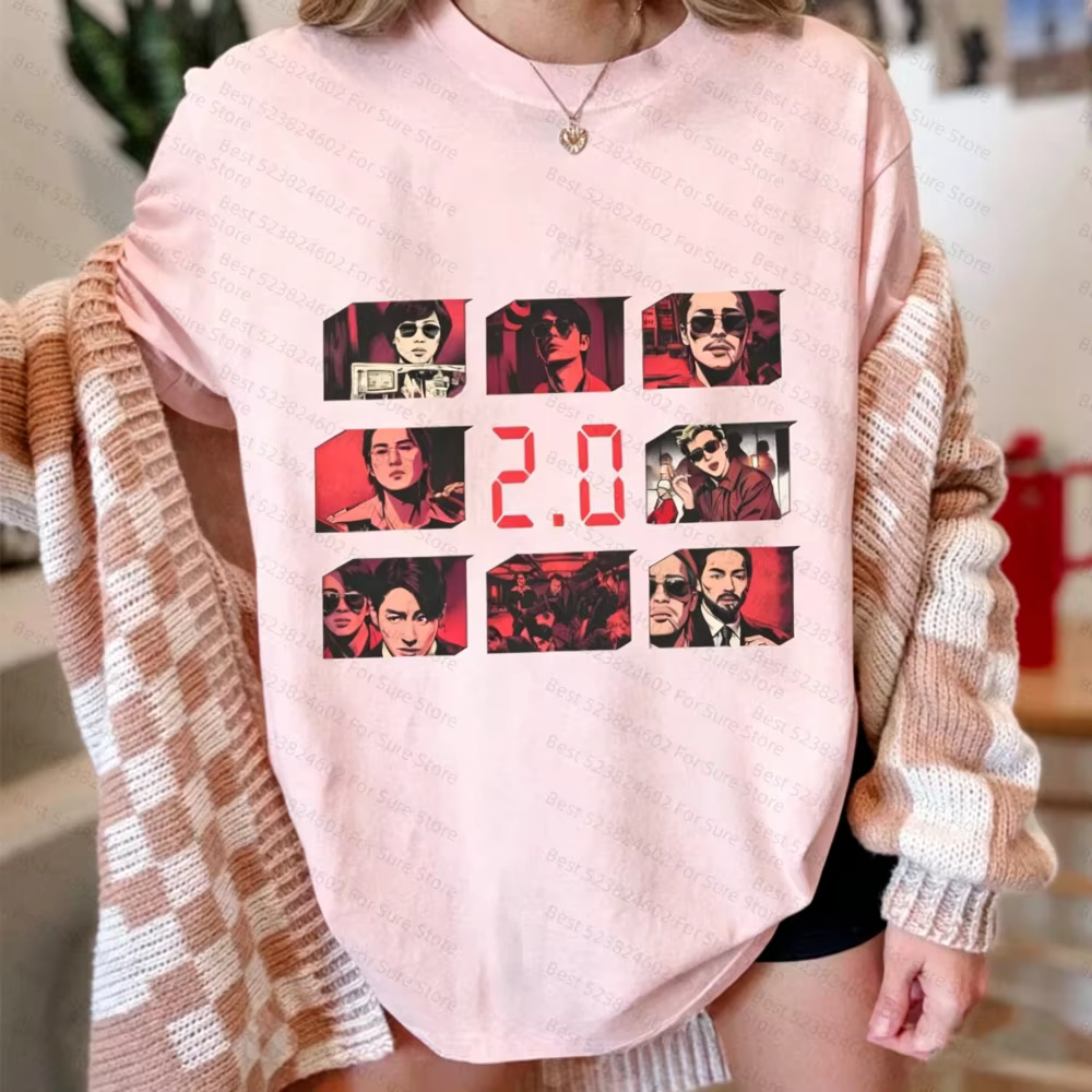 T-shirt graphique unisexe en coton décontracté avec personnage de drama coréen 2.0