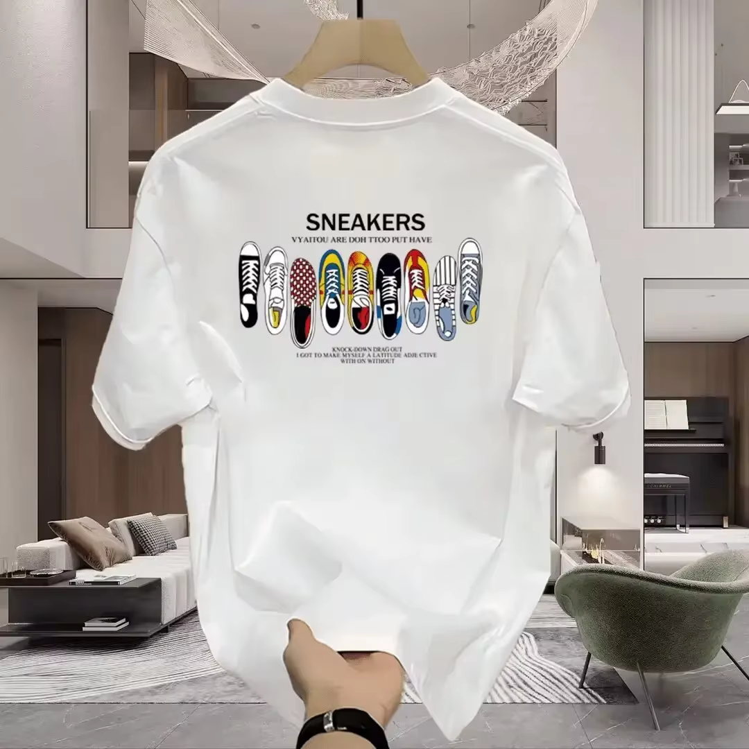 T-shirt pour homme en coton 100% avec design de collection de chaussures classiques