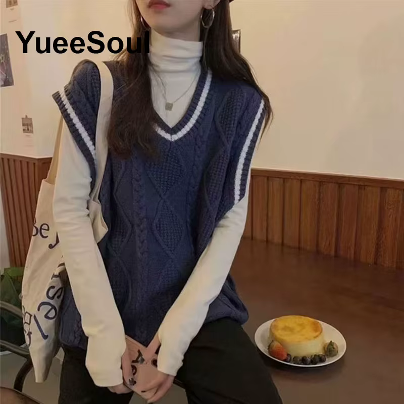 Gilet pull bleu uni Y2K pour femmes