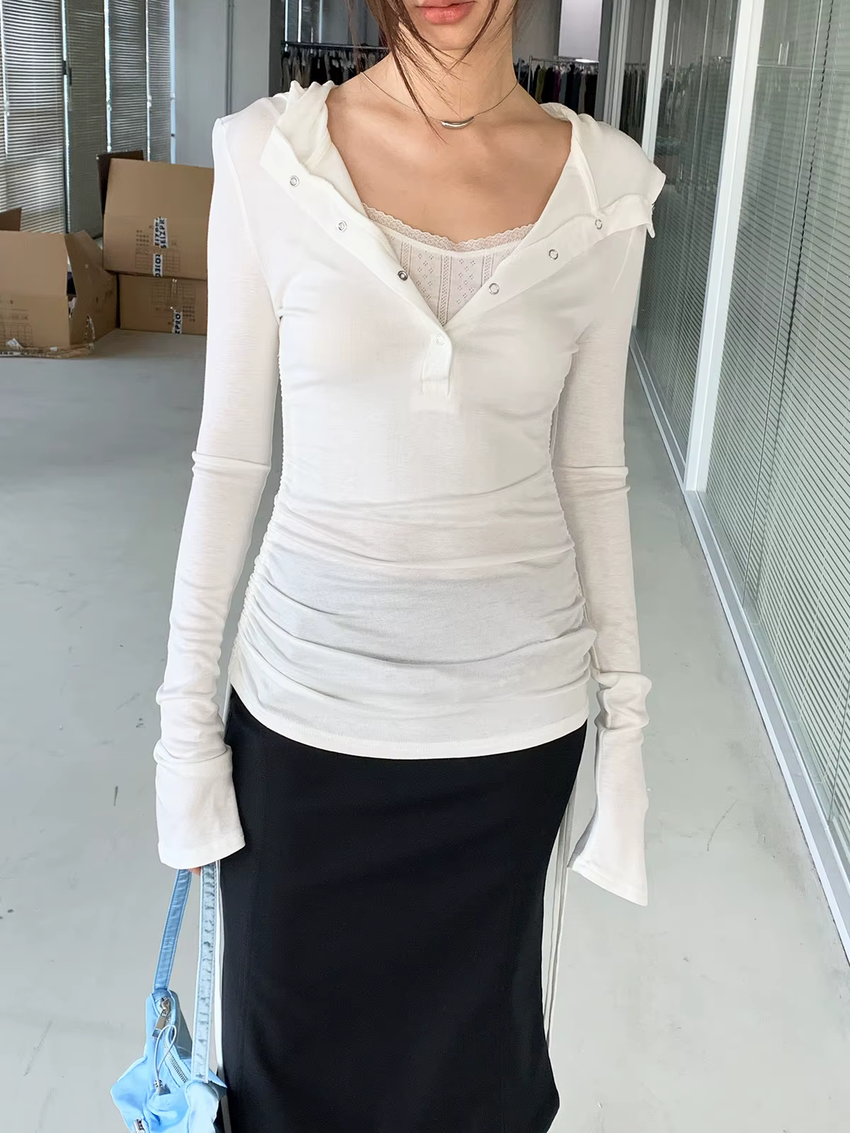 Techwear Cleanfit – T-Shirt à capuche et cordon de serrage pour femme