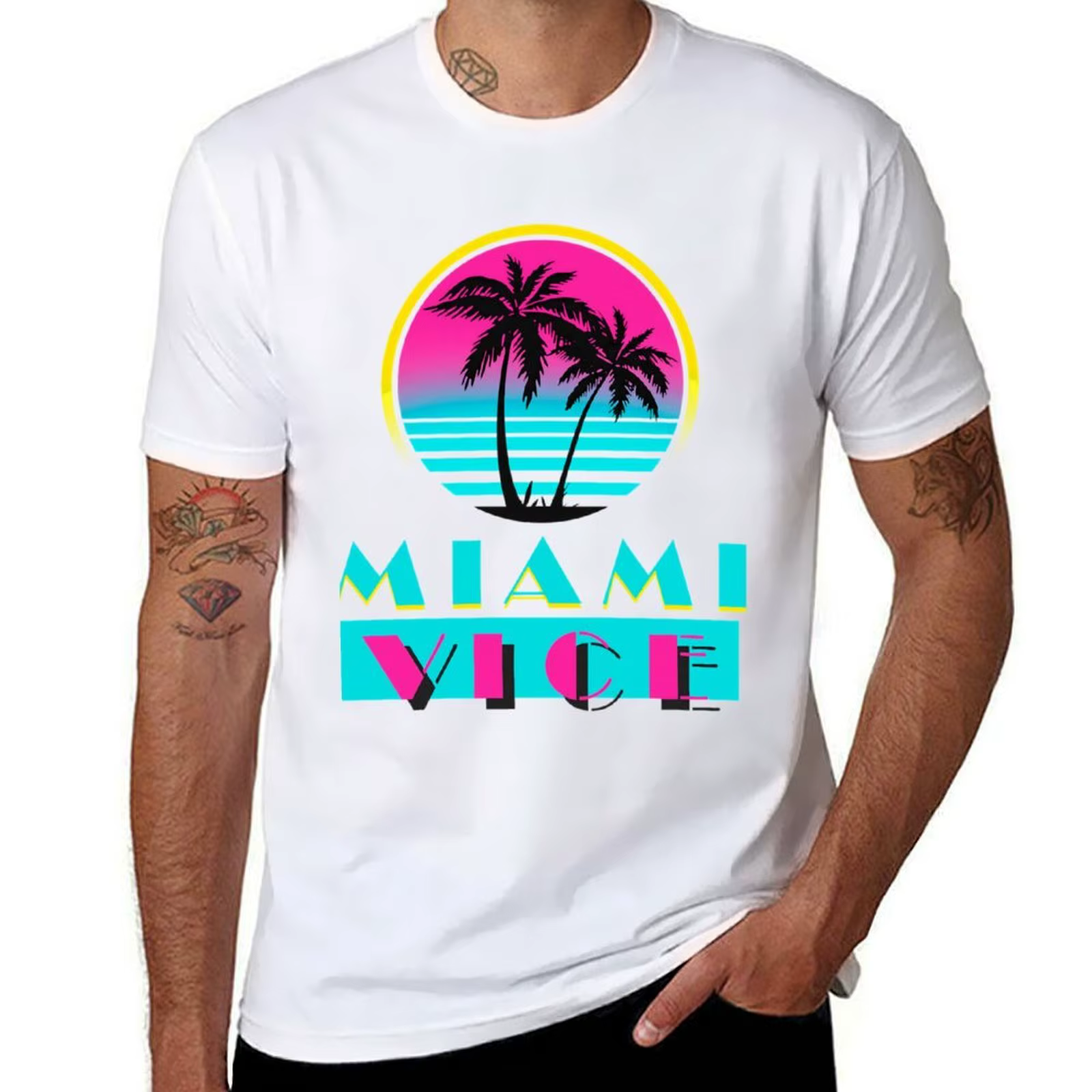 Miami Vice Racerback T-Shirt t-shirts pour homme pack coton hommes