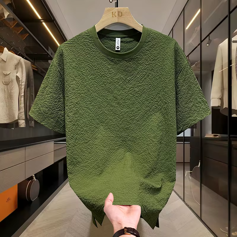 T-shirt d'été en Seersucker texturé pour hommes