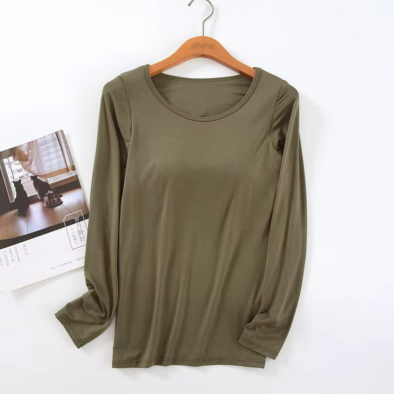 T-shirt à manches longues avec coussretours de poitrine pour femme