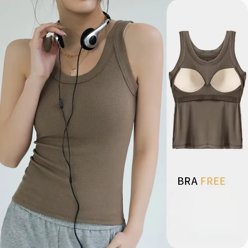 Débardeur de soutien-gorge intégré sans couture pour femmes