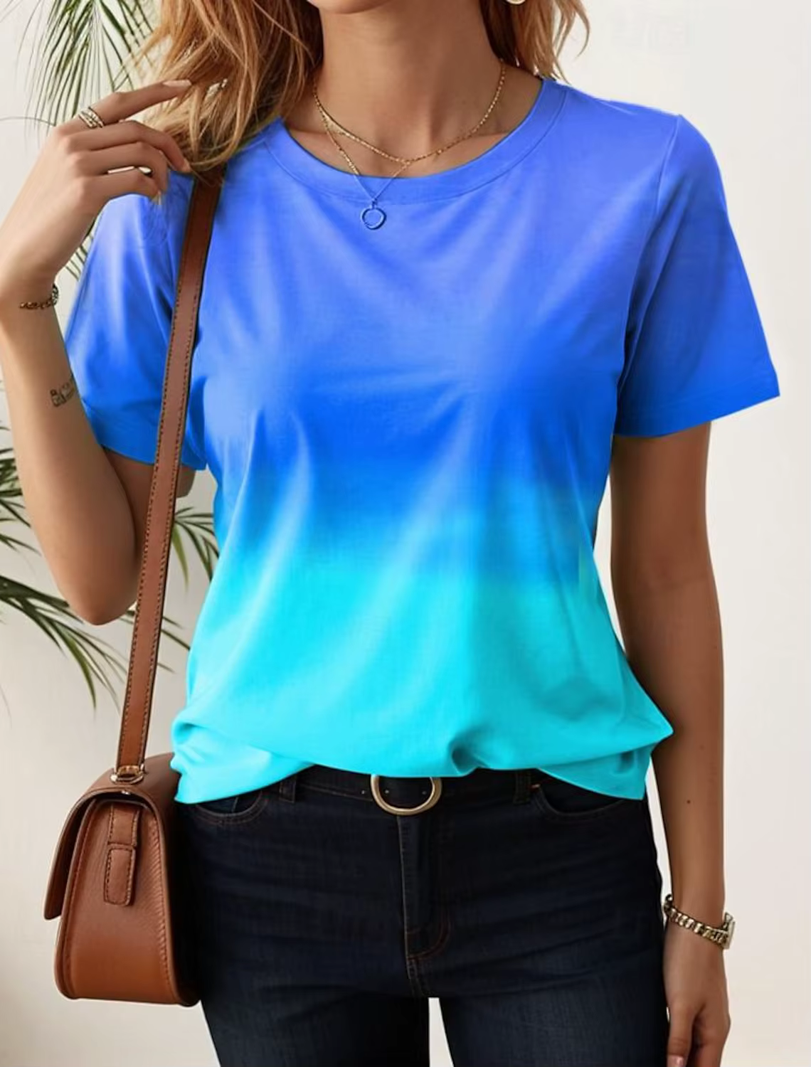 T-shirts pour femmes, imprimé dégradé 3d, vêtements décontractés pour femmes, t-shirt surdimensionné d'été, vêtements à la mode pour dames Y2k