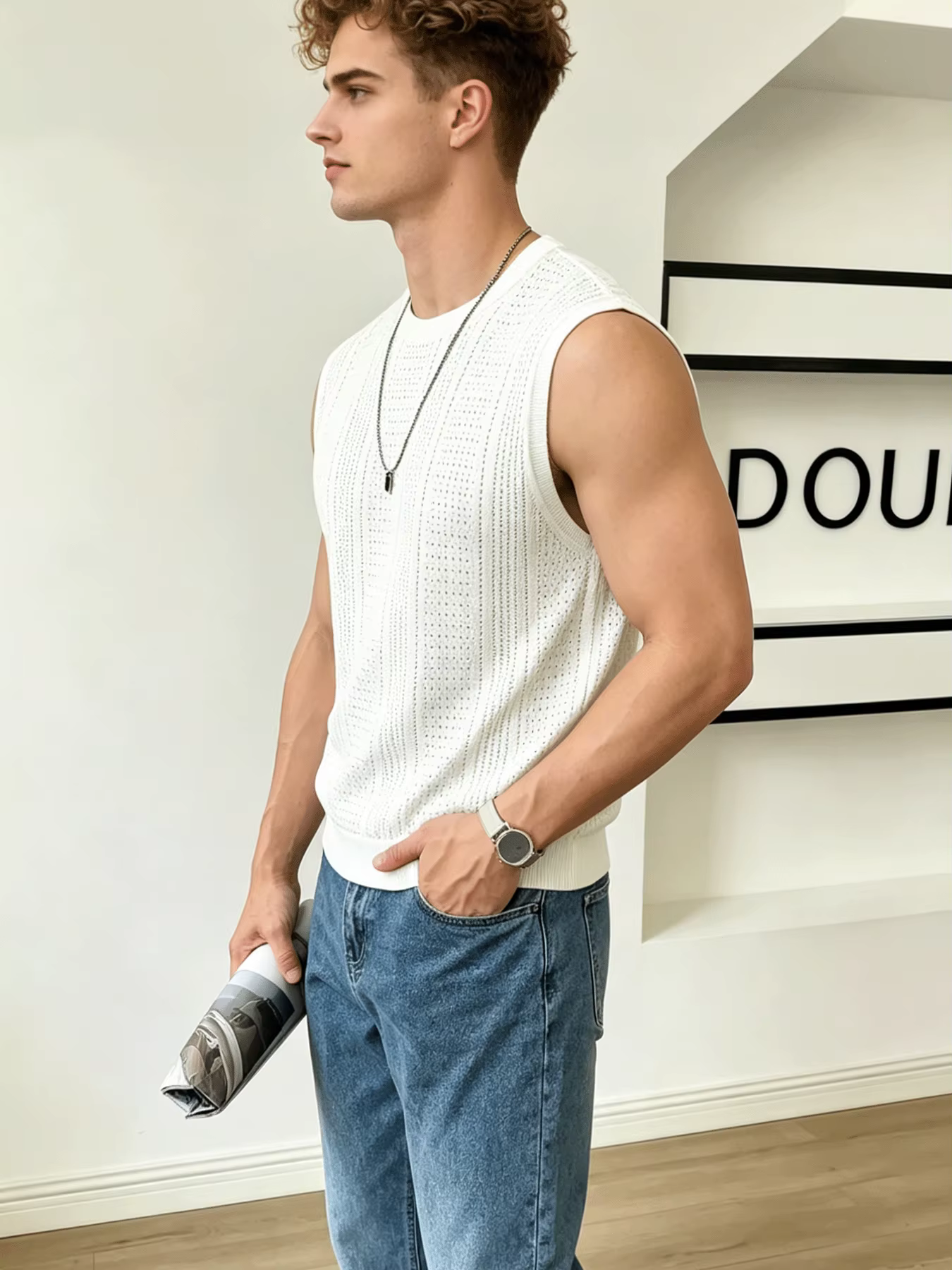 Les gilets tricotés sans manches pour hommes conviennent aux rendez-vous