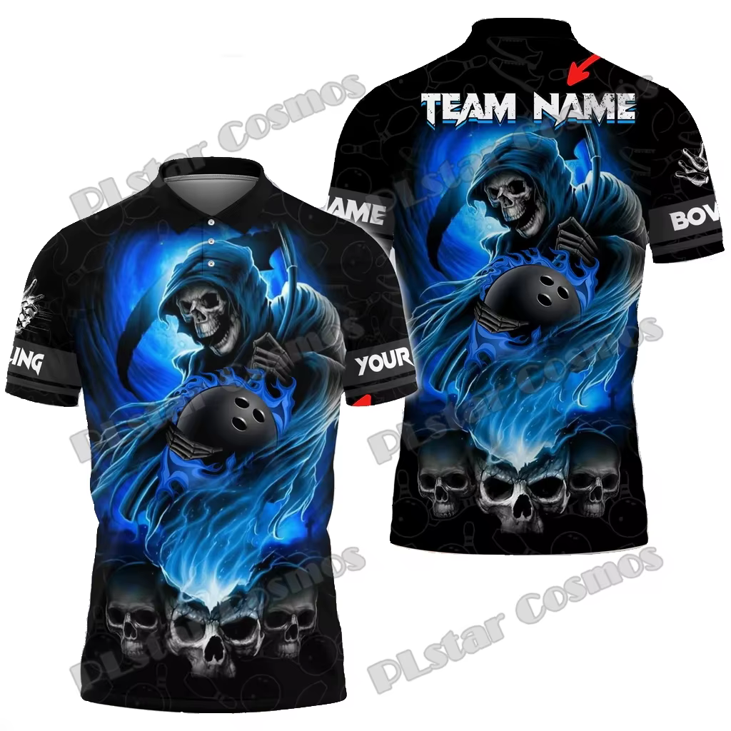 Bowling and Pins Reaper Fire Feel Pattern Polo pour homme