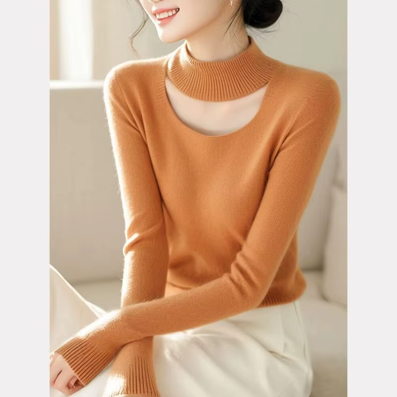 Pull en tricot doux Orange pour femmes