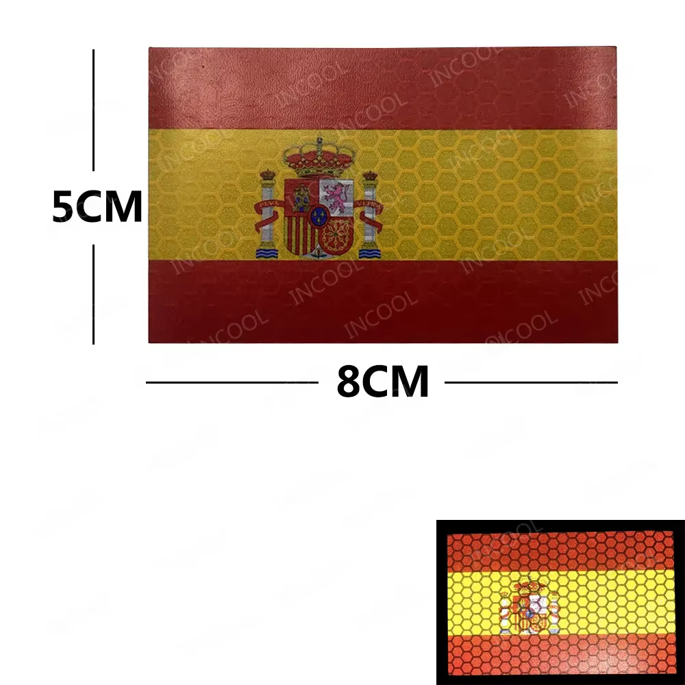 Écussons brodés drapeau espagnol Madrid Andalousie Cantabrie, décoratifs pour épaule, appliques drapeaux espagnols 3D en PVC, badges réfléchissants