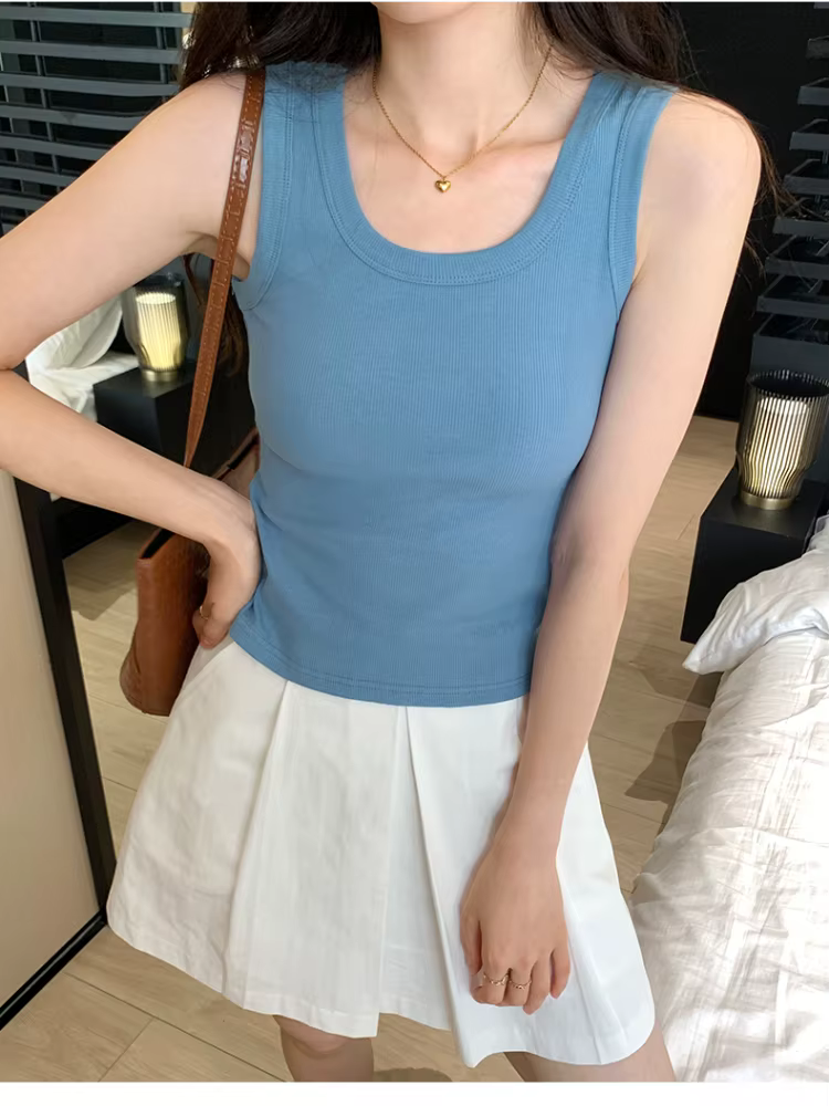 Débardeur doux 2026 pour femme – Tenue d'été moulante et sexy – Haut tricoté sans manches pour l'extérieur