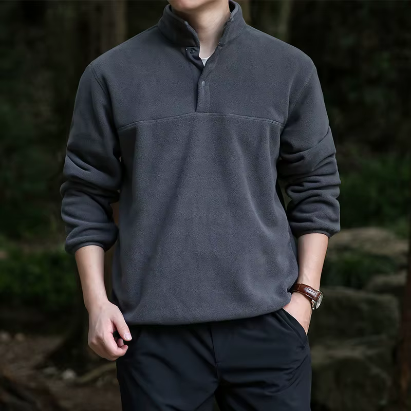 2025 hommes sweat col roulé demi bouton pull mâle polaire décontracté basique élégant vêtements de travail hiver automne veste chaude