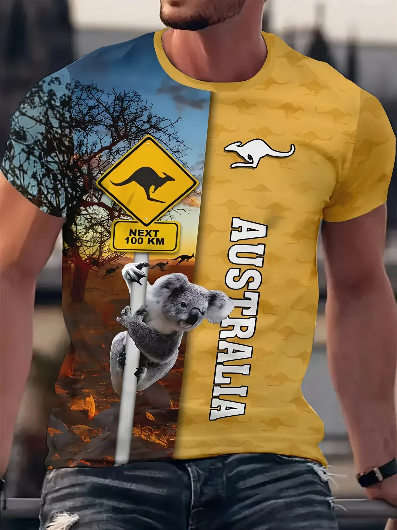 T-Shirt homme drapeau australien kangourou graphique 3D imprimé T-shirts décontracté à manches courtes
