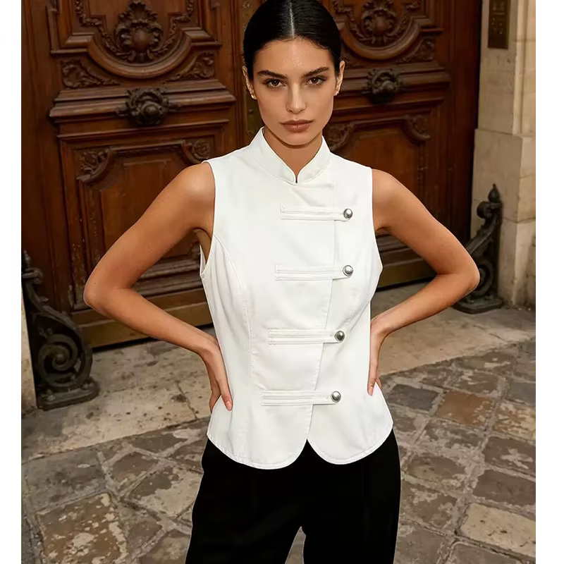 Hauts pour femmes – Nouvelle collection été 2026 : Blouse en jean rétro chic pour femme