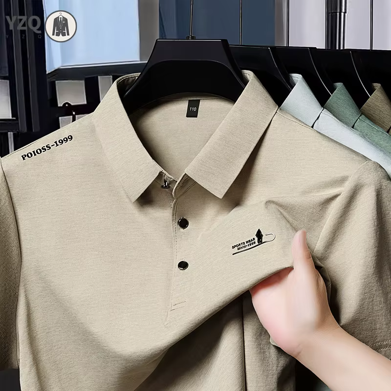 Polo décontracté pour homme automne avec logo imprimé