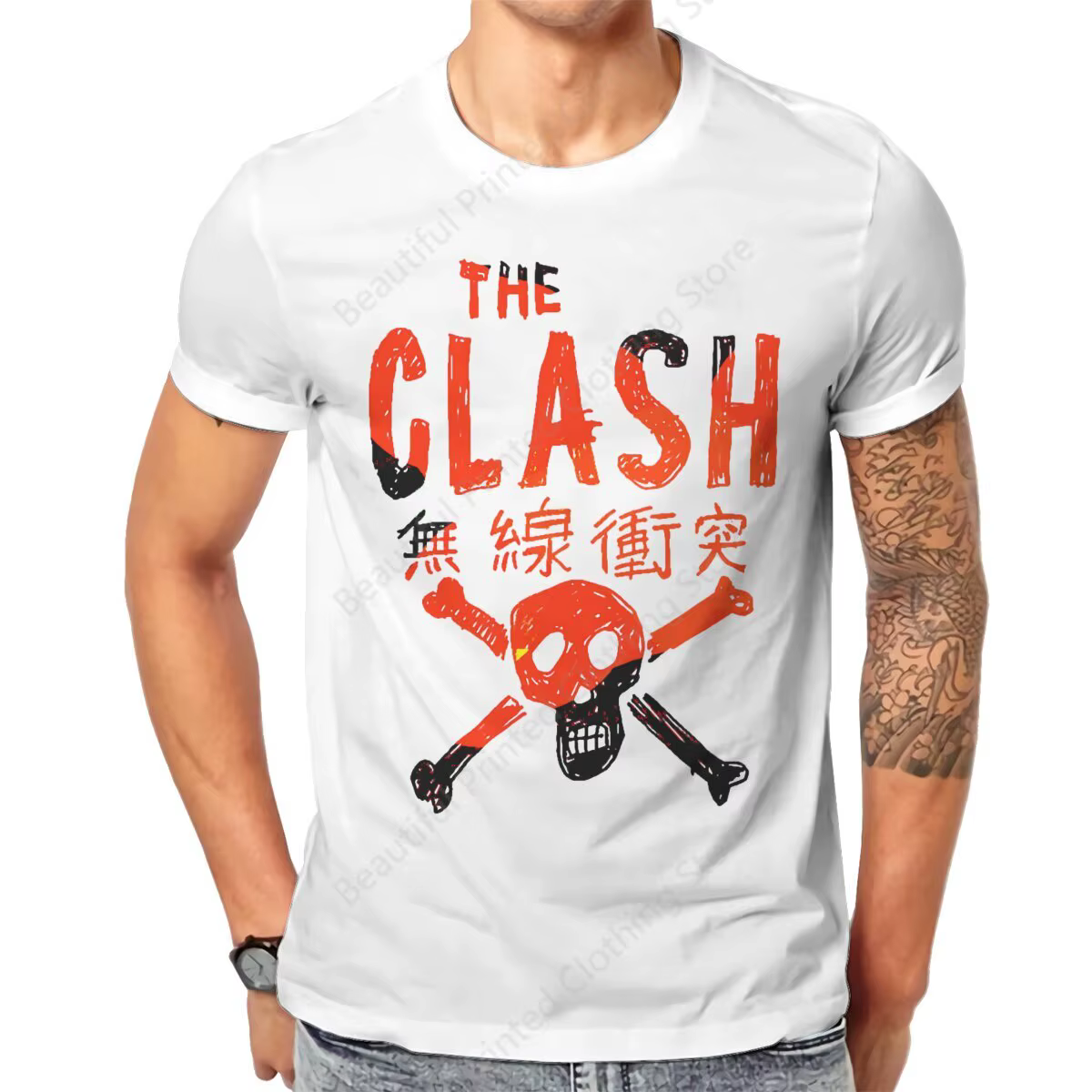 T-shirt imprimé drôle rouge The Clash pour couple