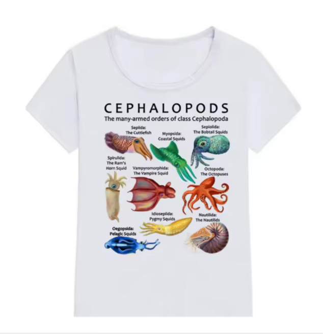 Visages de requin de toutes sortes T-shirt le céphalopode poulpe calmar
