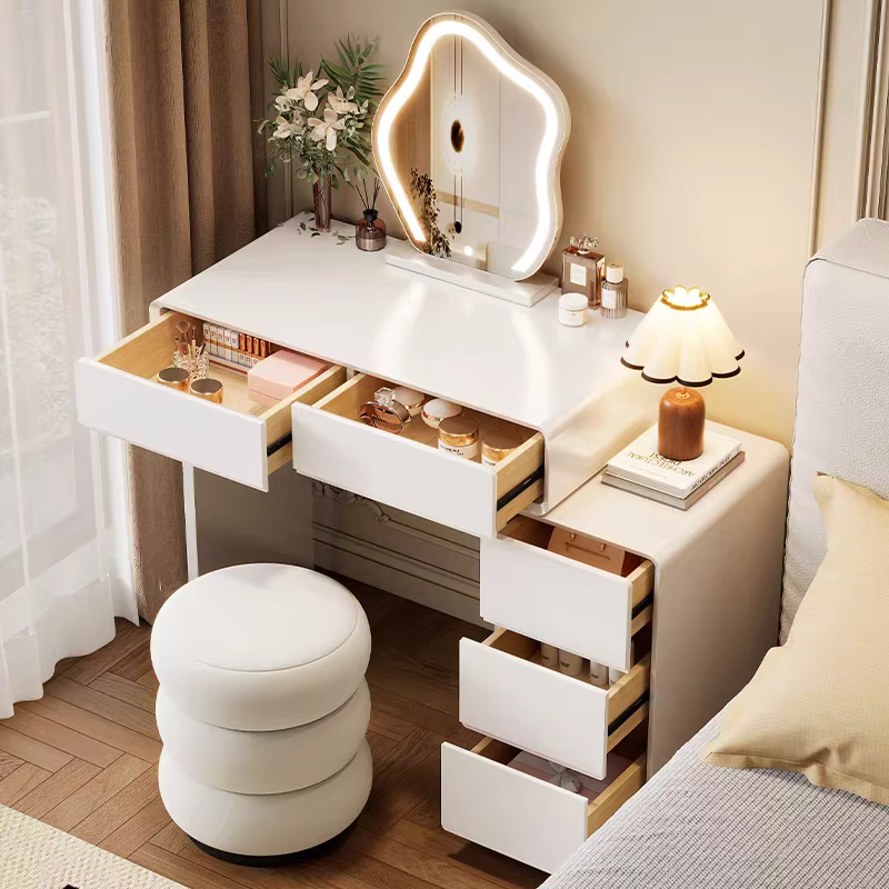 Chambre à coucher femmes coiffeuse luxe bois rangement miroir coiffure