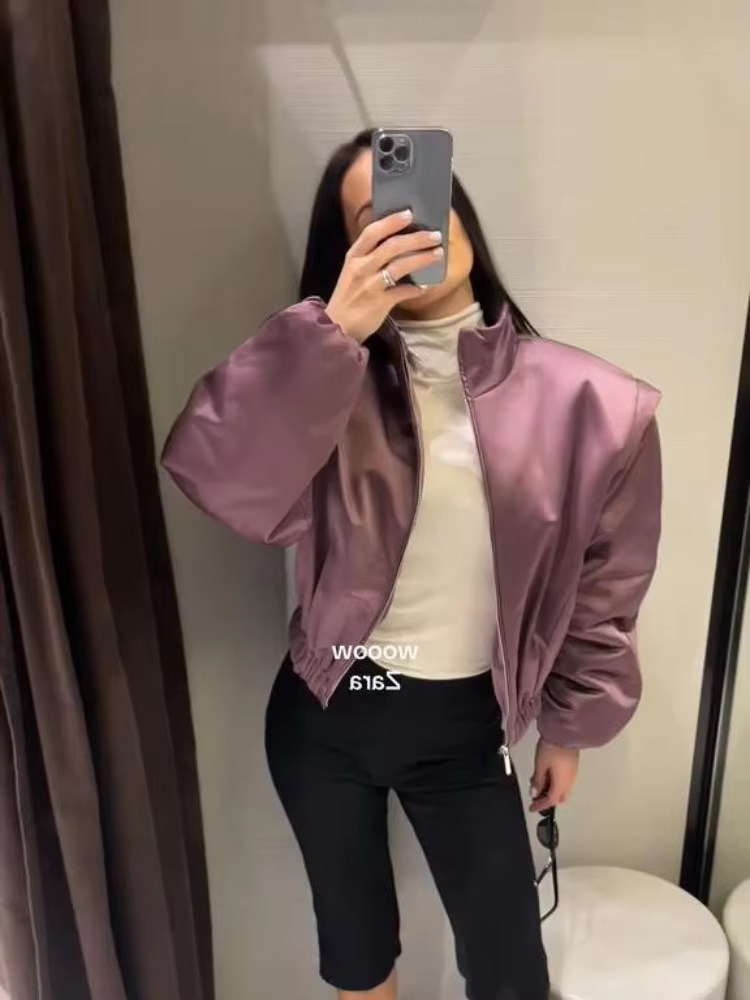 Veste matelassée unie violette pour femme